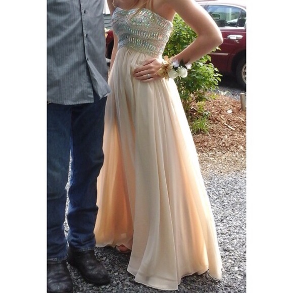 Nude Strapless Prom Dress Evening Gown 
